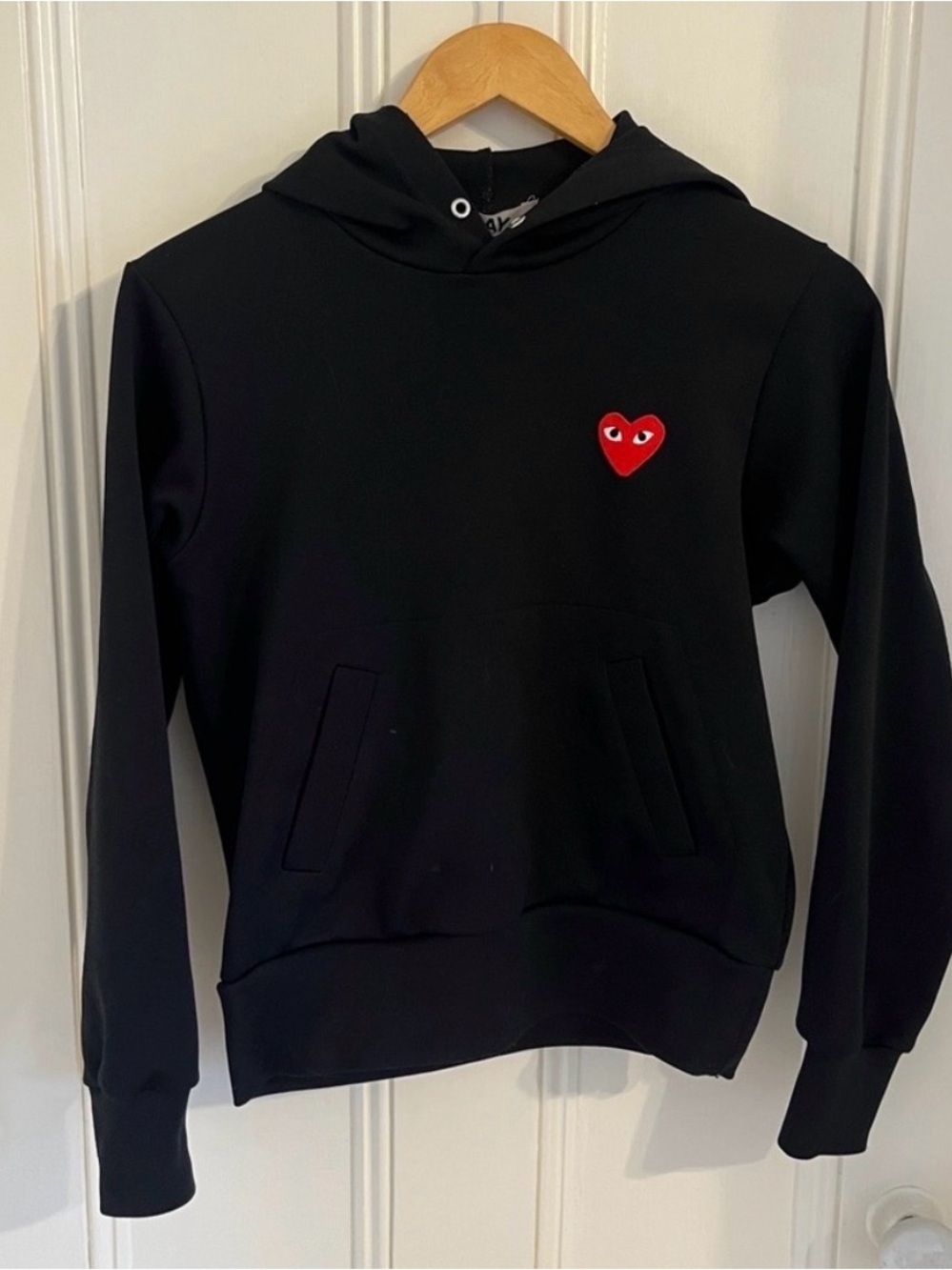 Comme des Garcons PLAY Black Hoodie with Red Heart Logo